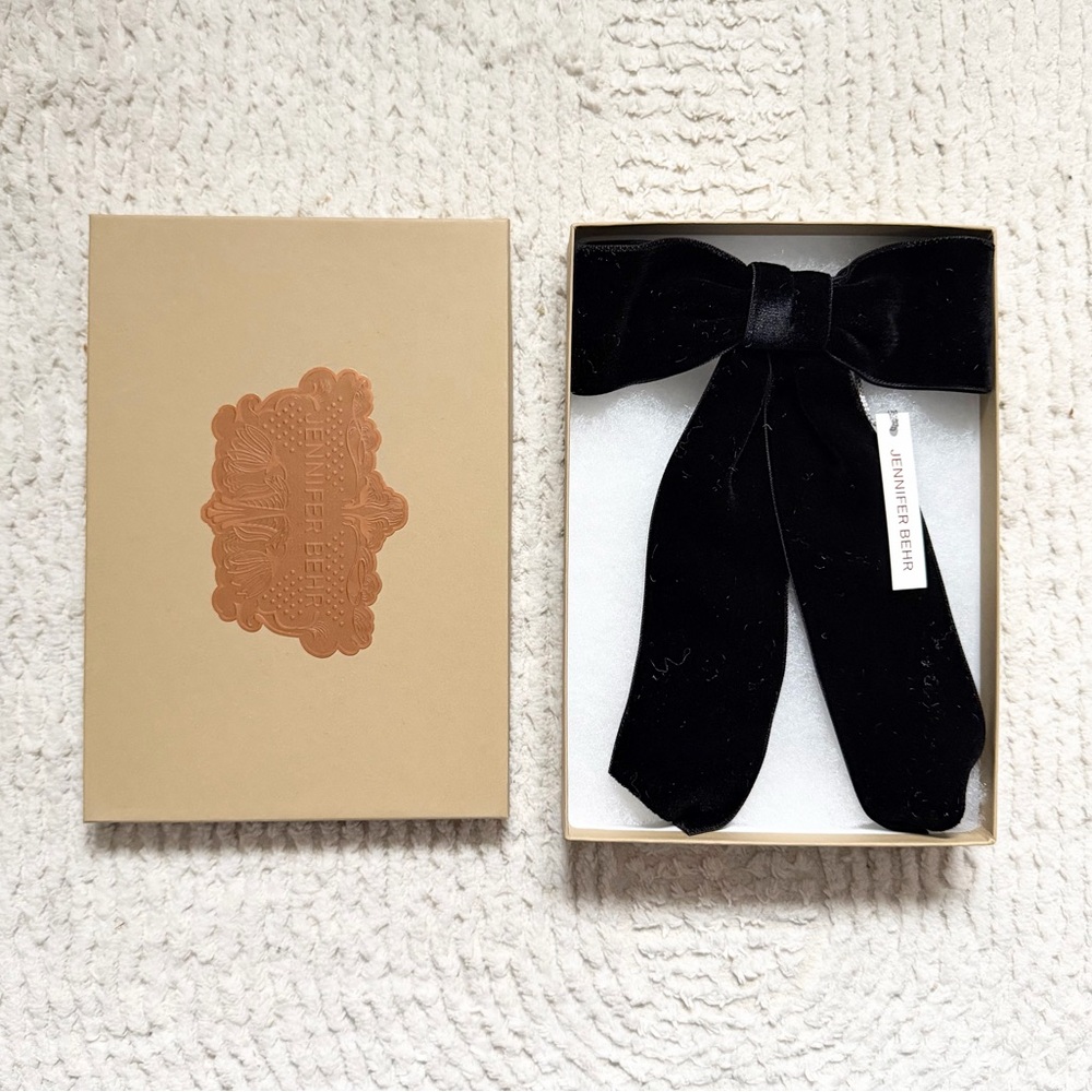 Jennifer Behr Wide Black Velvet Bow Barrette